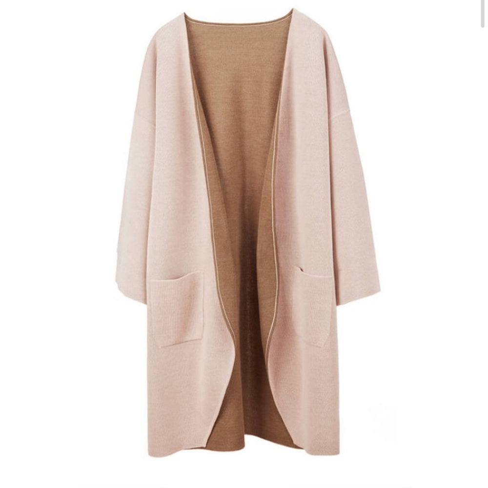 Cuyana Reversible Baby Alpaca Knitted Coat • Blush / Camel • M / L